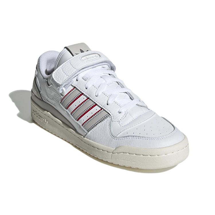 Adidas Forum Low White Grey Red Unisex Sneakers Cloud-White Grey-One Blue H03424