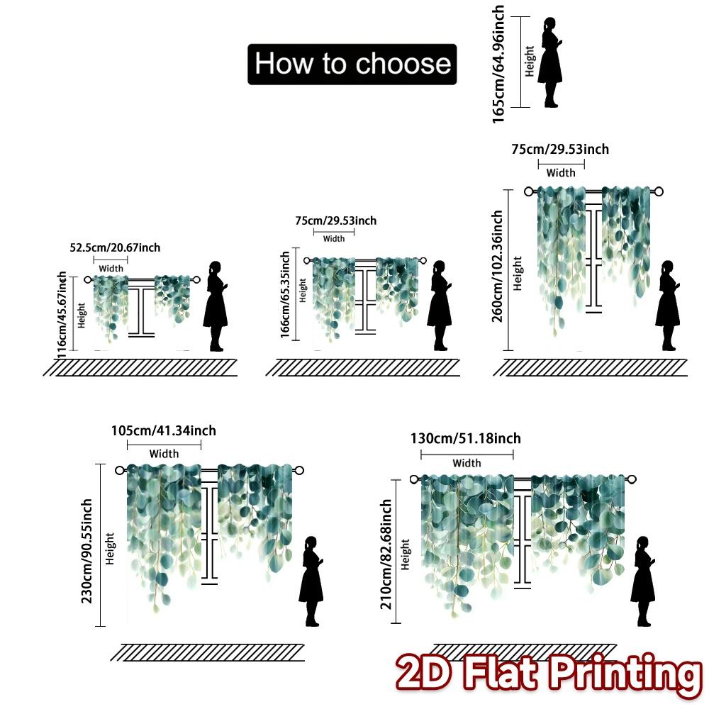 2pcs   2D FLAT PRINTING Curtains (Without Rod) Eucalyptus Bliss Popular Minimalist Curtains Versatile 100% Polyester Curtains