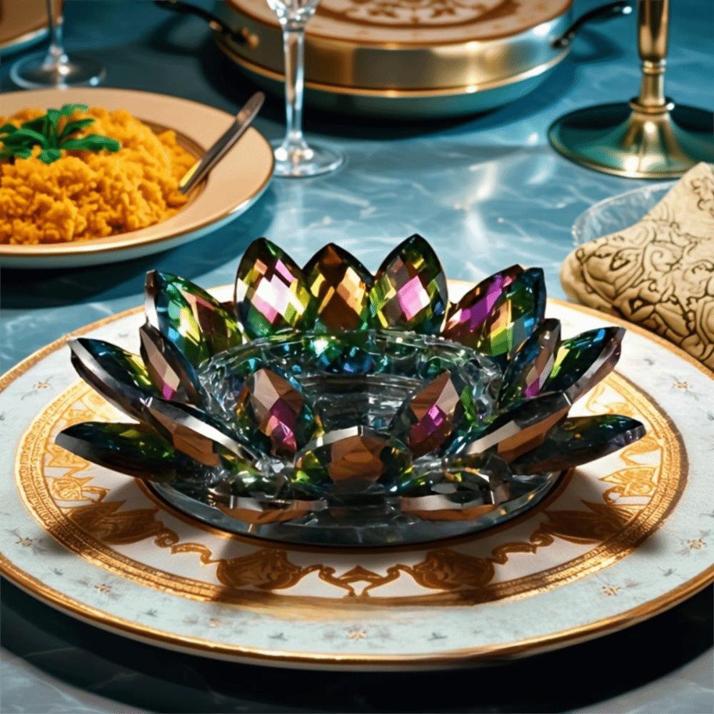 Thicken Lotus Candle Holder Colorful Crystal Lotus Candlestick Wedding Party Decor