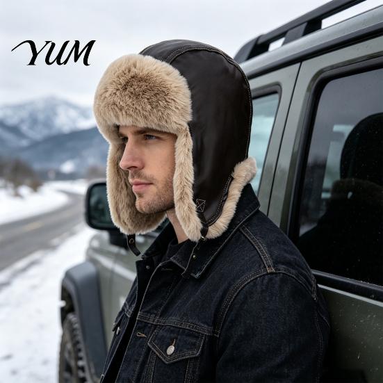 Warm Accessory for Daily Activities Faux Fur Trapper Hat, Winter Ushanka Hat with Ear Flaps, Plush Lining, Windproof Soft Comfortable Fleece