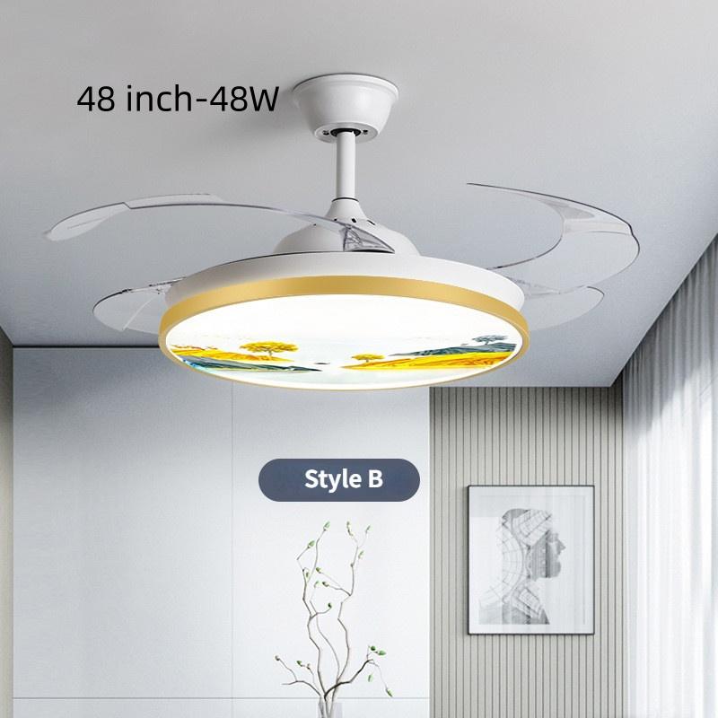 36W/48W Bedroom Invisible Silent Fan Light Simple Ceiling Fan Lamps With Remote Control Household Intelligent Integrated Ceiling Fan With Light