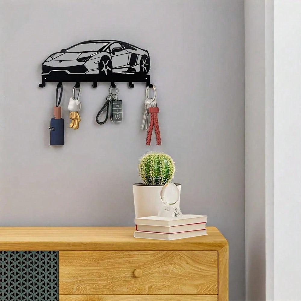 Modern Black Metal Key Holder Wall Mount Entryway Organizer Car Keys Mail Rack Hallway Front Door Foyer Home Decor Durable Sleek Wall Hooks