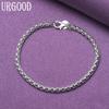 925 Sterling Silver 4mm Round Check Bracelet Fashion Jewelry
