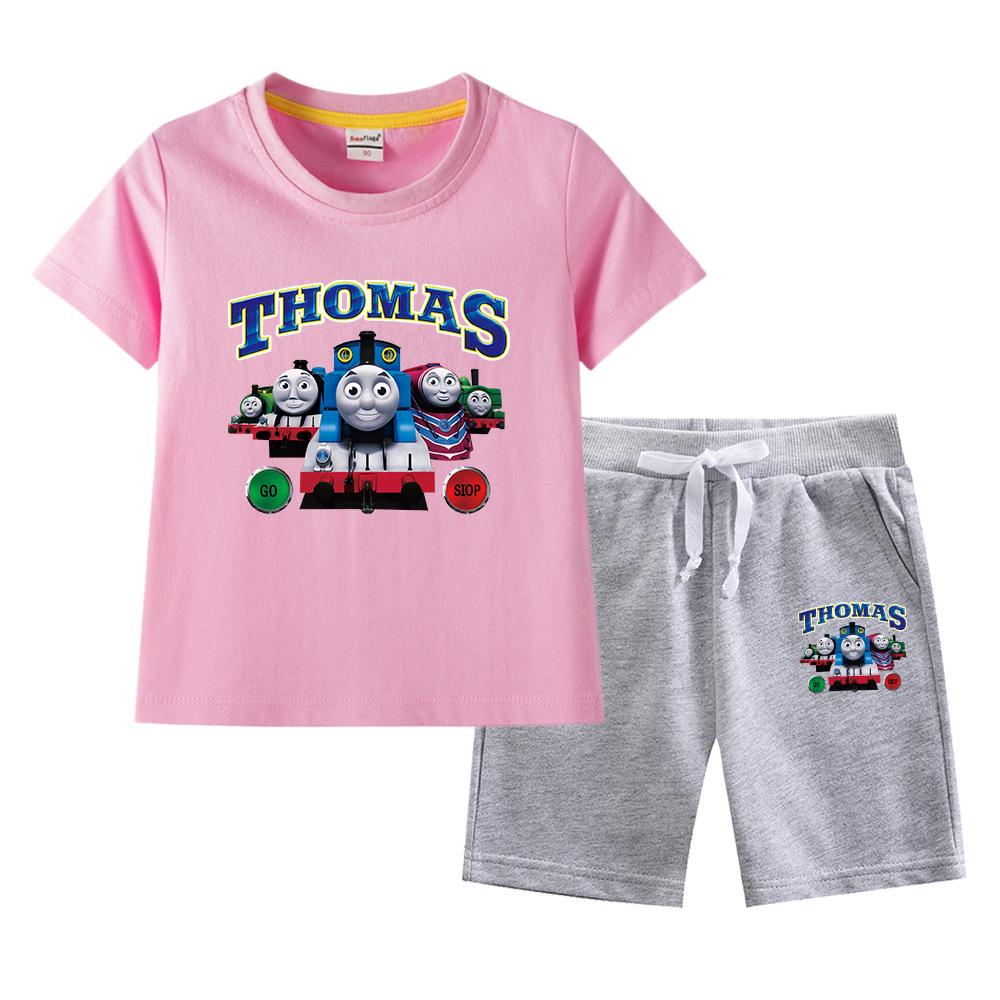 Thomas Kids Boys' 2023 Cotton Summer Set: Short Sleeve T-shirt & Capris 2-Piece