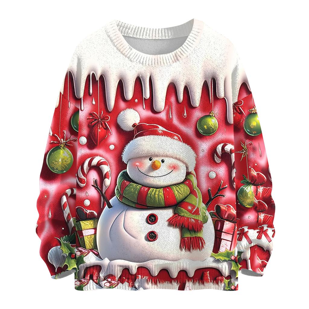 Women's Casual Long Sleeve Woolen Christmas Sweatshirt Fall Vacation Long Sleeve Pullover