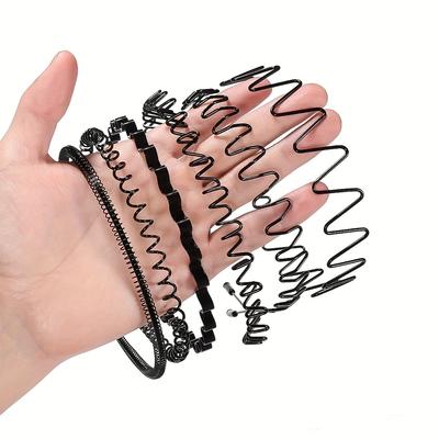 6 Pieces Non-Slip Metal Headbands Fashionable Wave Hair Hoops for Men and Women - Elastic and Comfortable Hair Accessories