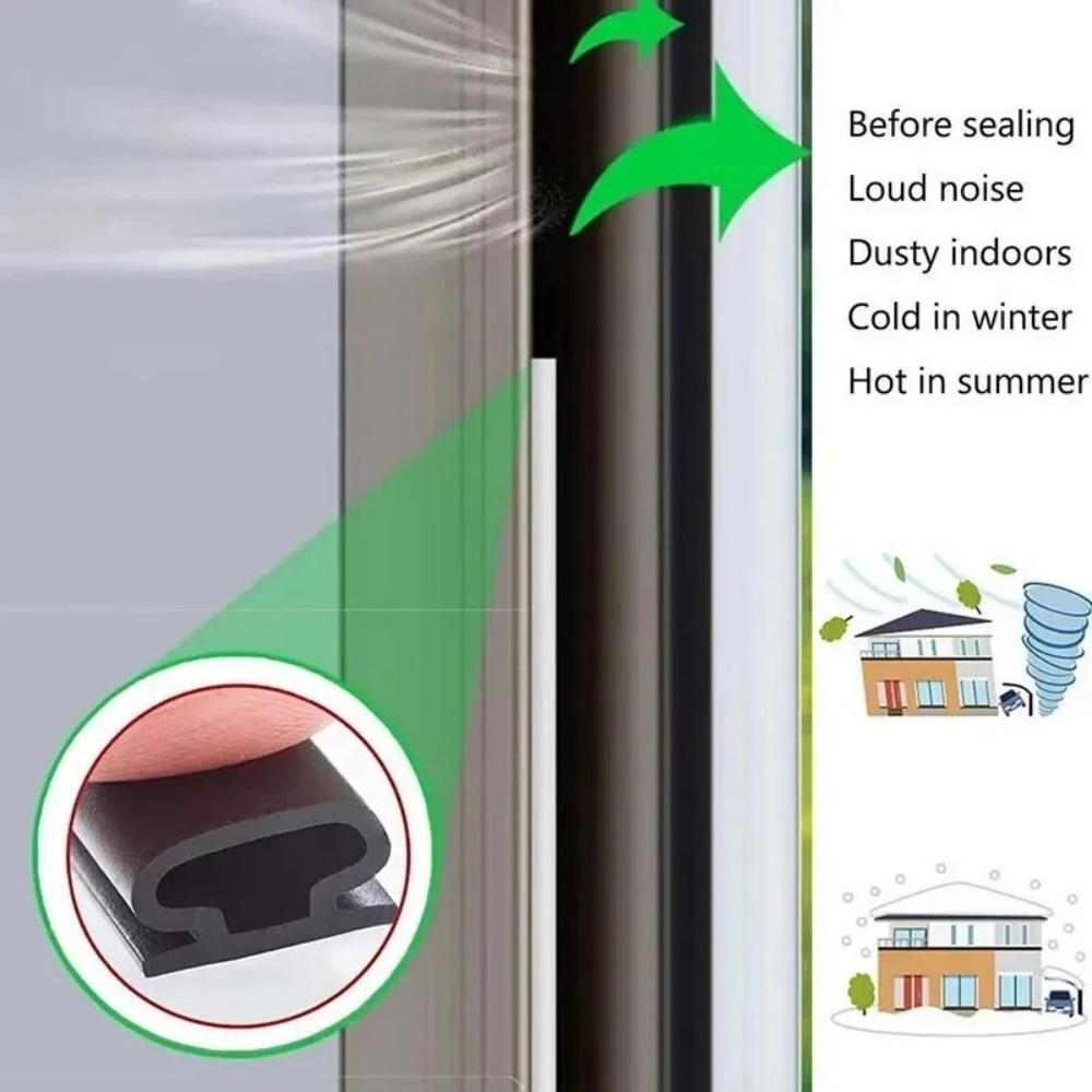1pc 1m/3meters/6m 9mmX6mm Self-adhesive Door Sealing Strip, Windproof and Windproof Strip, Sound Insulation Tape