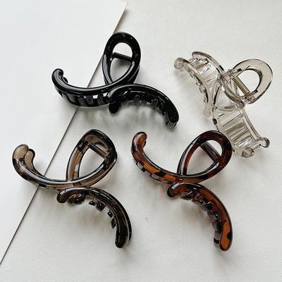 Fashion Acrylic Large Wavy Hair Claw Clip for Women Korean Jelly Color Acetate Geometric Cross Hairpin Headwear Hair Accessories