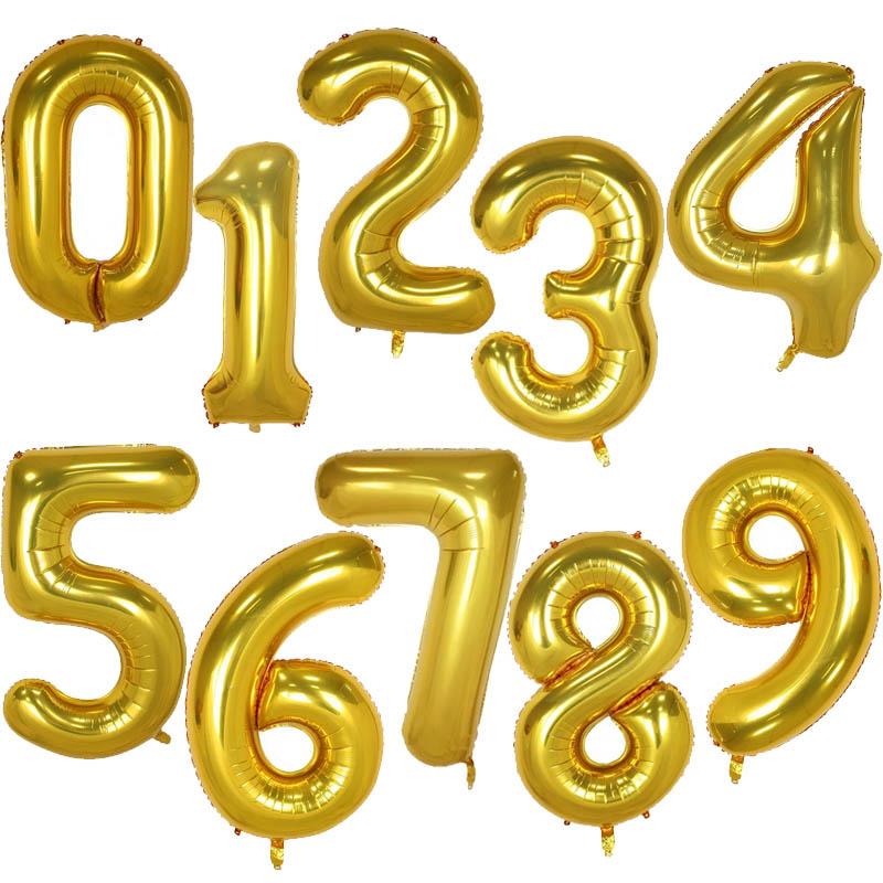 40Inch Big Foil Birthday Balloons Helium Number Balloon 0-9 Happy Birthday Wedding Party Decorations Shower Large Figures Globos