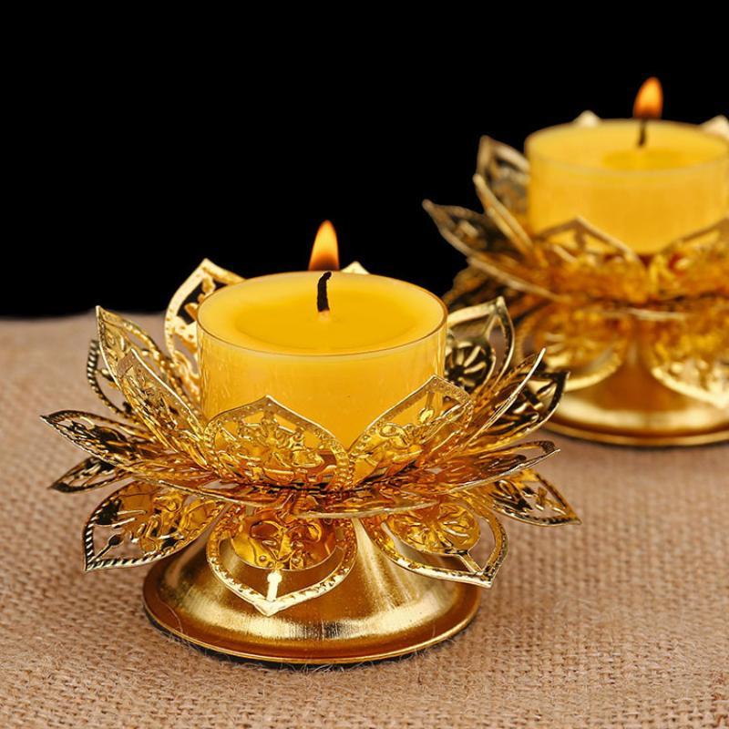 Exquisite Hollow Gold Lotus Incense Holder Zinc Alloy Craft Ornament for Spiritual Meditation Home Gift
