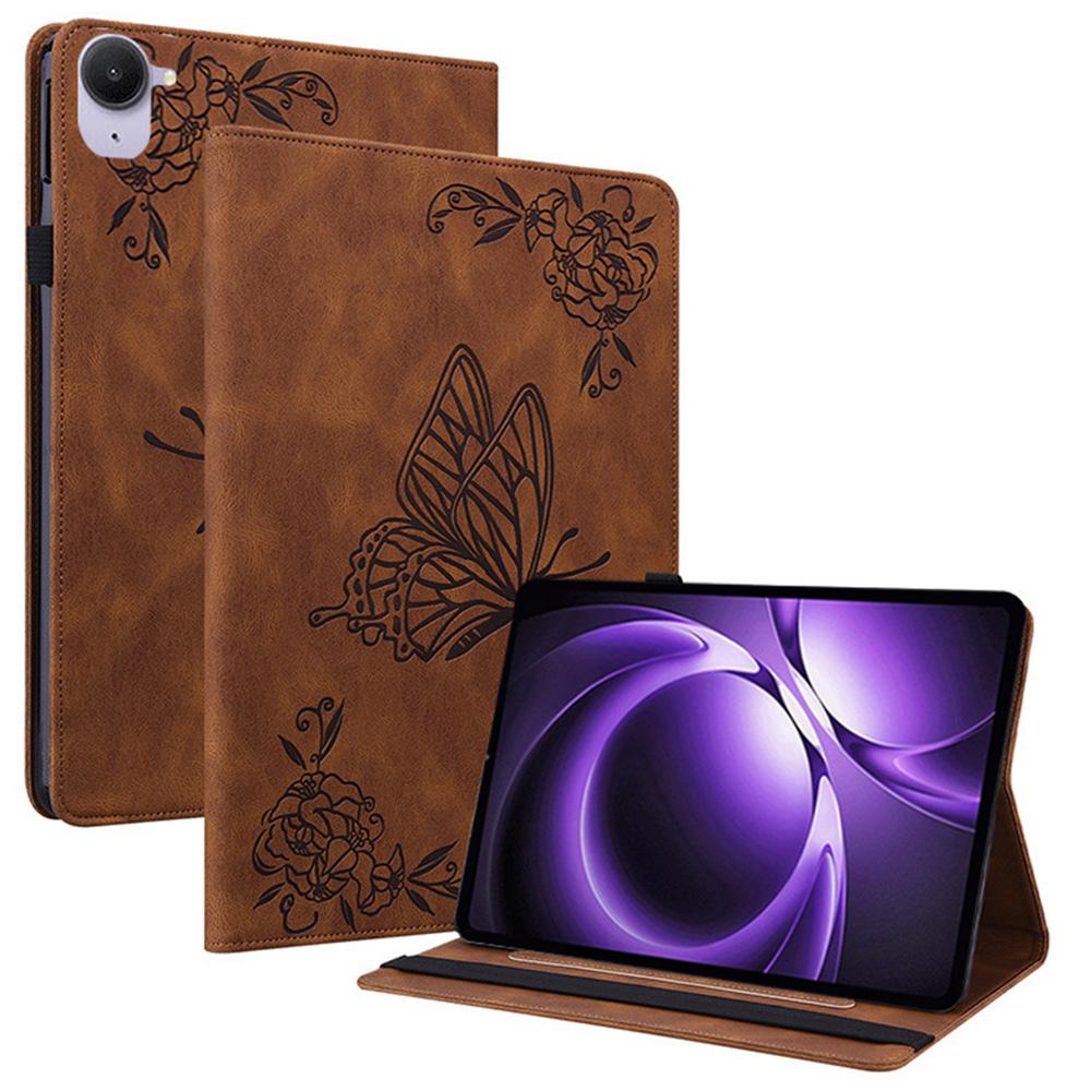 For Xiaomi Redmi K Pad Case Butterfly Flower Imprint PU Leather Tablet Cover with Card Slots