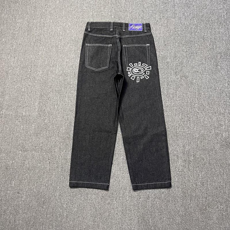 RogueWave New Jeans Kiváló Minőségű Nyomtatott Hímzés Egyenes Szabású Farmer Fekete Nadrág Férfi Farmer Nyomtatás Trend Street Wear Farmer Férfi
