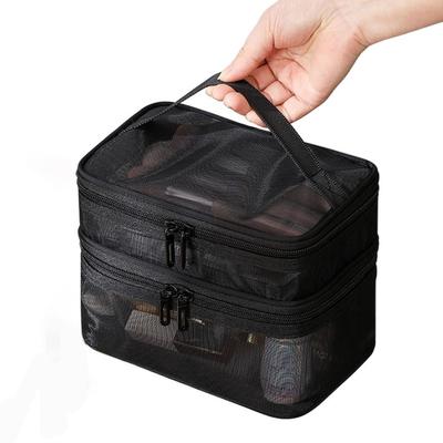 Multifunctional Transparent Mesh Travel Cosmetic Bag Storage 2/3 Layer Toiletry Bag Large Capacity Makeup Case Cosmetic Storage