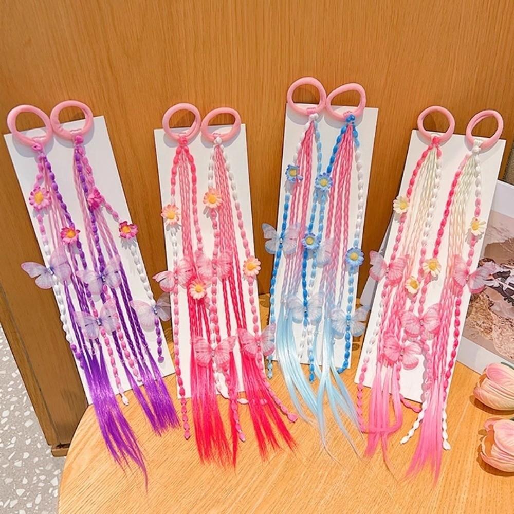 Adjustable Colorful Wigs Ponytail Rubber Band Elastic Hair Ornament Cute Braided Head Rope Daily