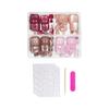 Press On Toenails Square Glossy French Tips Fake Toe Nail with Design Acrylic Artificial False Toenails Glues On Toenail
