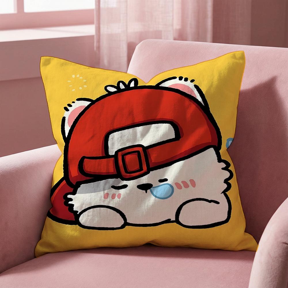 Sticker cute bear stickers Cushion Cover MultiScene Pillow Cover for Home Car Reversible Soft Durable for Daily Use