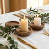 Candle Holder Tray, Round Wood Decorative Candle Plate, Rustic Tealight Pillar Candle Tray for Farmhouse, Kitchen, Coffee Table Decor