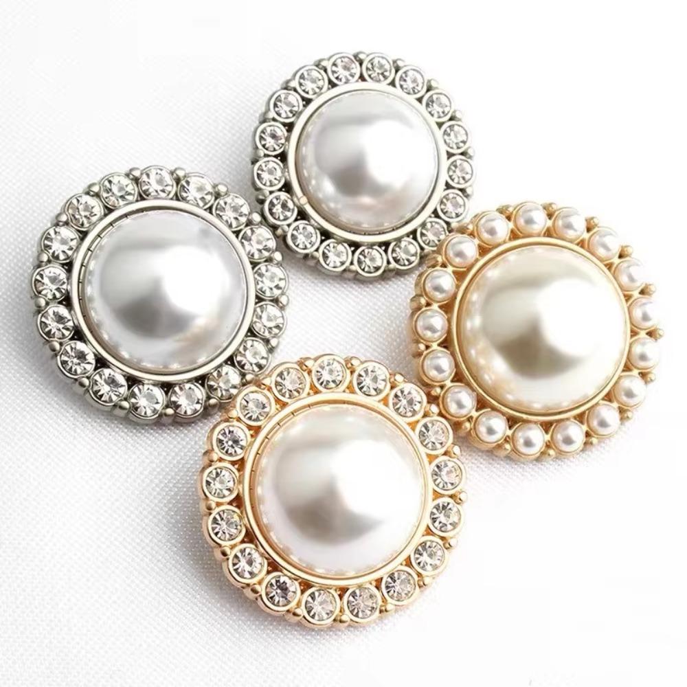 10 Pcs Set of High-grade Exquisite Rhinestone Pearl Metal Buttons Suitable for Suit Jacket Coat Dress Decorative Metal Buttons