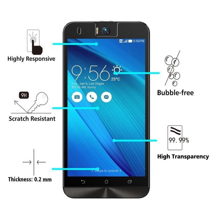 Verre Trempe Asus Zenfone SELFIE ZD551KL - [Pack 2] Film Vitre Protection Ecran Ultra Resistant [Phonillico®]