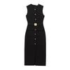 2025 Spring Sleeveless Belted Crepe Midi Dress: European-American Style