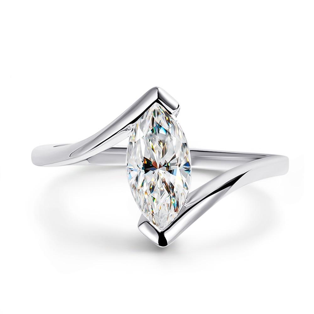 1Carat Marquise Cut Moissanite Engagement Ring for Women  Copper18k Gold Plated Solitaire Diamond Ring Wedding Bands Jewelry