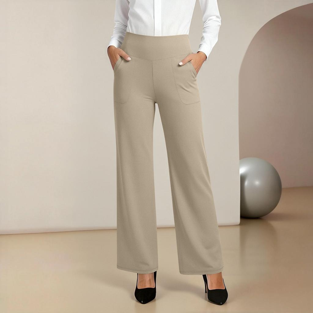 Women's Work Pants, Wide-Leg Yoga Pants, High-Waisted Sweatpants