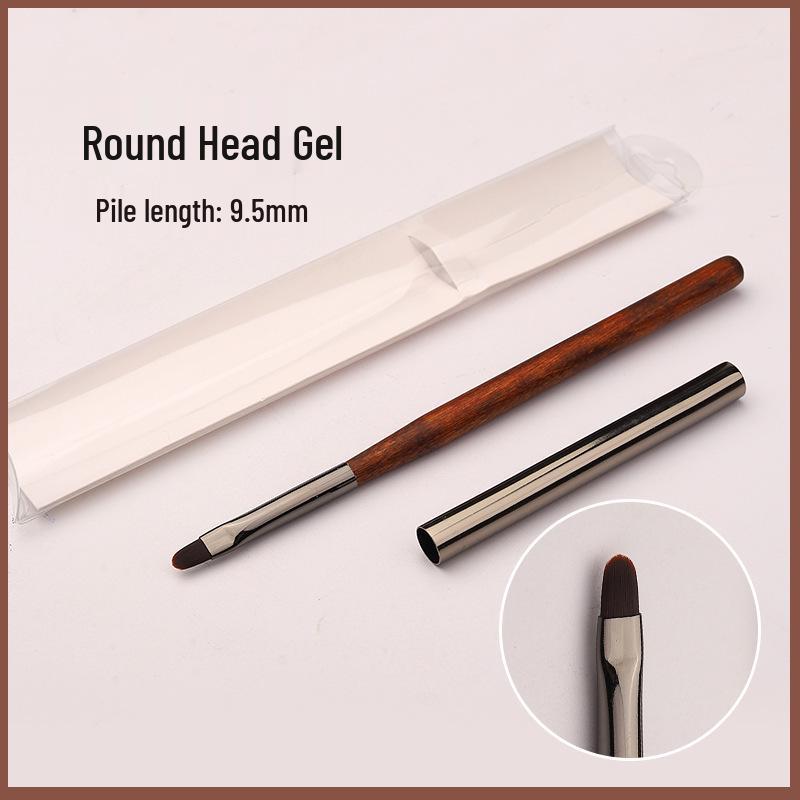 Sandalwood Nail Art Brush Set: Liner, Round & Flat Head for Gradient & Lace Designs