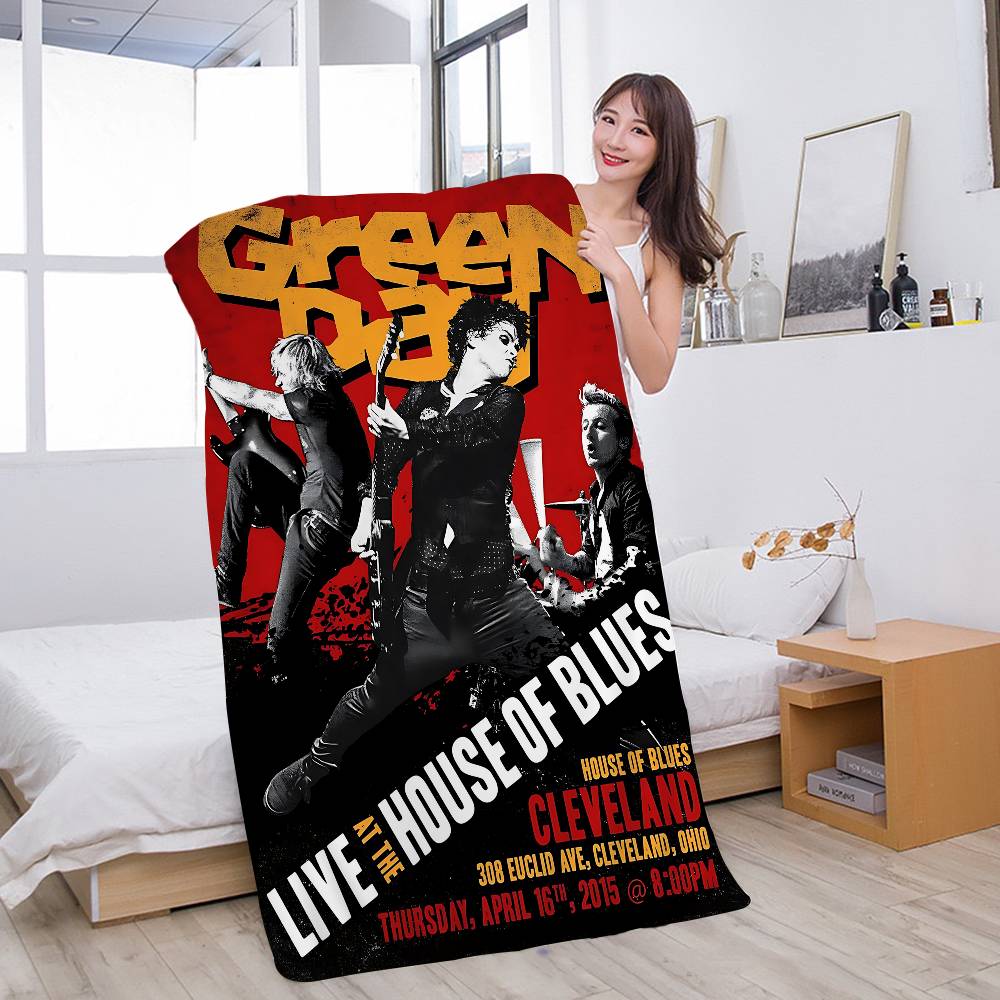 

Green Day Music Rock Band Microfiber Printed Beach Towel Mountain Climbing Yoga Beach Swimming Running Absorbent Soft Towel W40*H60(CM)