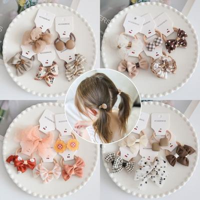 10Pcs Cute Elastic Rubber Band Kids Girls Hair Rope Scrunchies Bows Flower Headdress