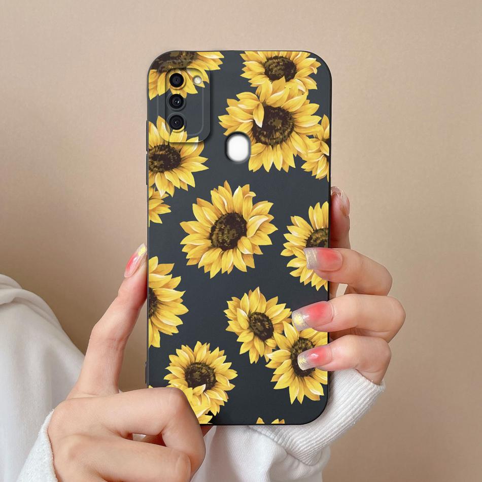 Case For Samsung A11 Flower Soft Liquid Silicone Durable Lens Protection Phone Back Covers For Galaxy A 11 Funda Coque For Woman