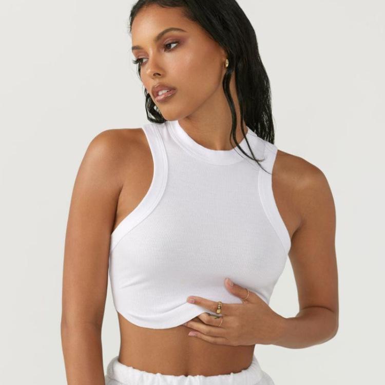 Gilet sportivo da yoga da donna a forma di I ad asciugatura rapida con imbottiture sul petto per fitness, danza e corsa