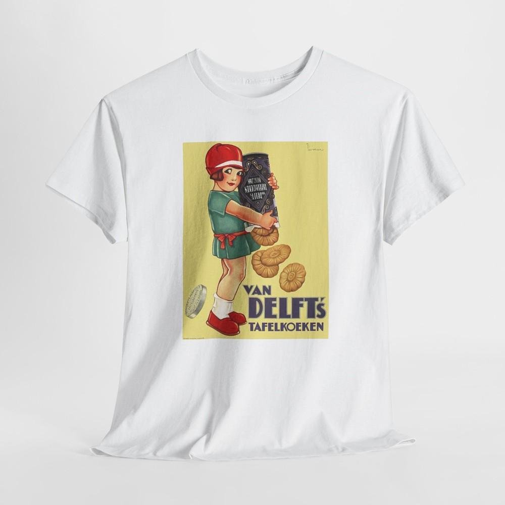 Vintage Advertising Poster T-Shirt, Dutch Biscuit Company Tshirt Tops Tee, Jan Wijga Design