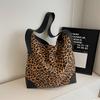Leopard Print Large Capacity Tote Bag Women's Vintage Canvas Shoulder Crossbody Bag