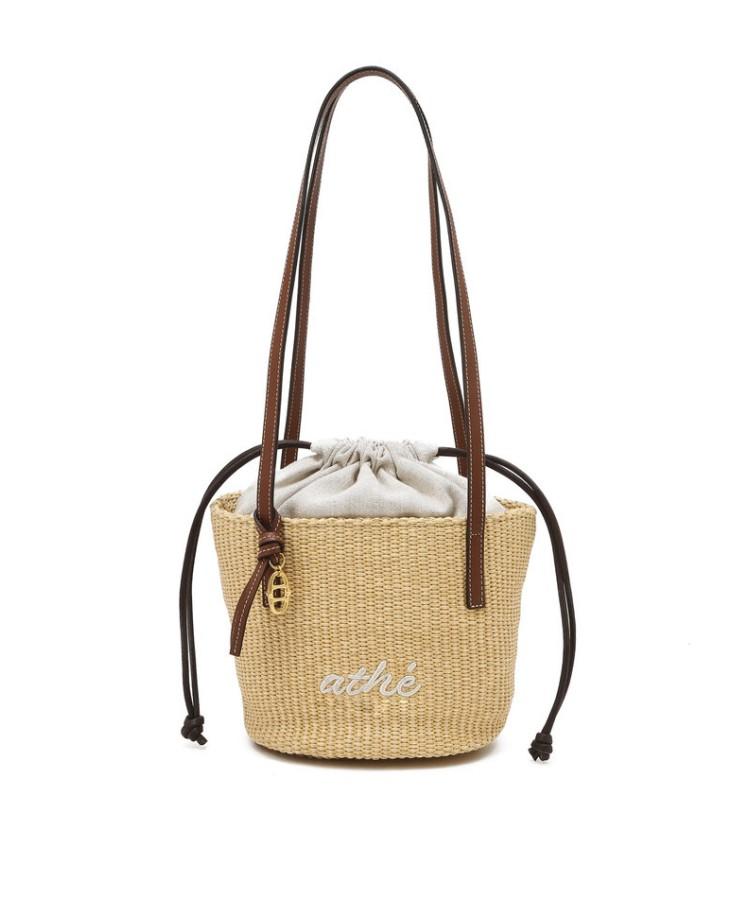 Athe Vanessabruno Beige Raffia Shoulder Bag S Aaba6F802W2