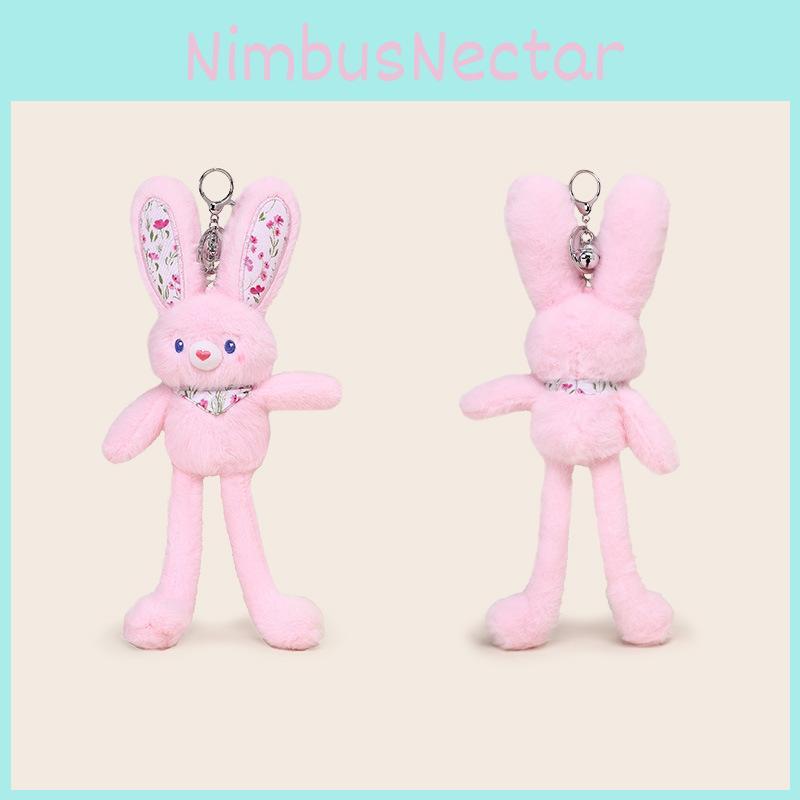 Printed Floral Bunny Plush Keychain Toy Pendant Cartoon Stuffed Doll Kids Gift