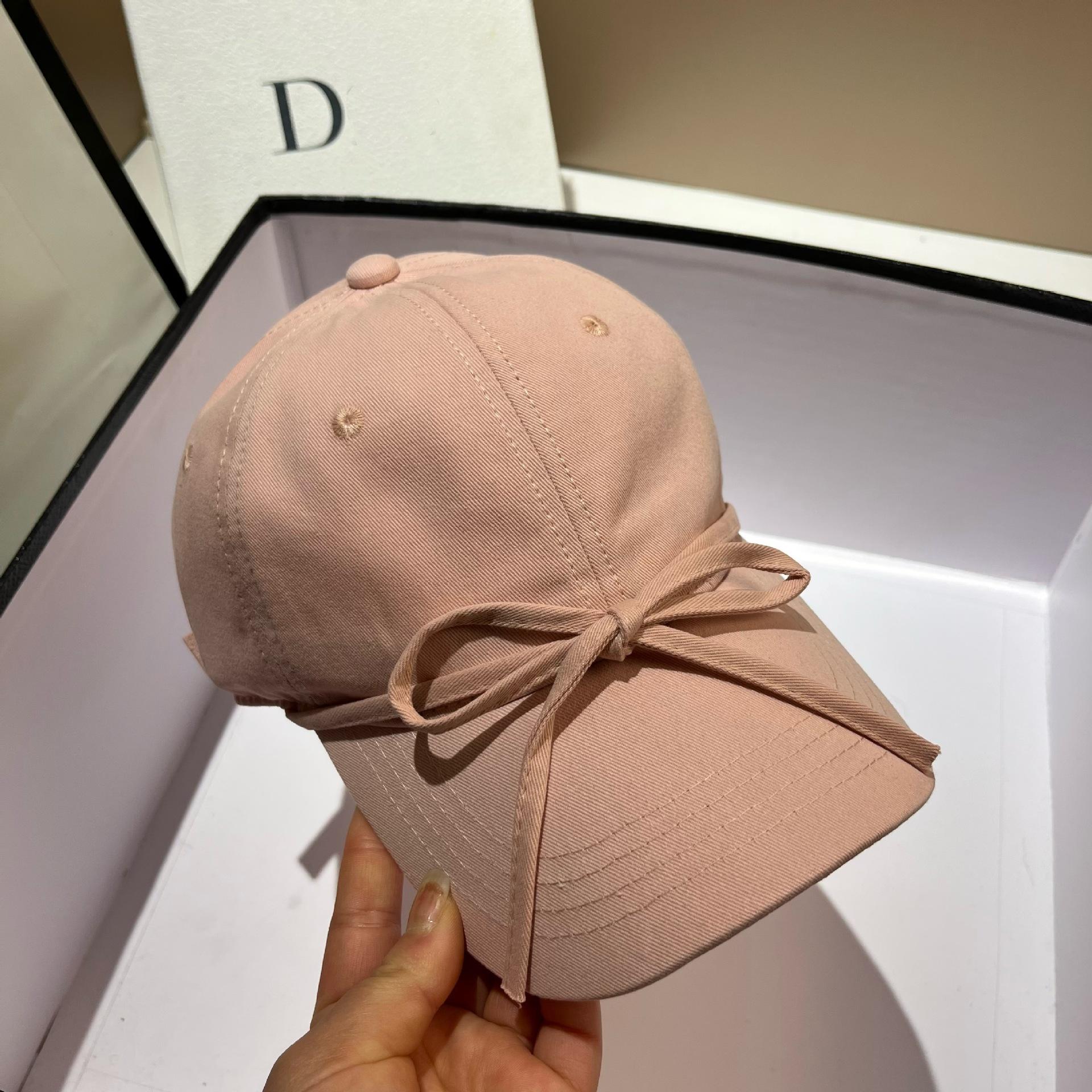 

Blogger With Bow Tether Baseball Cap Sweet Age-Reducing Cotton Cap Dongdaemun Sports Cap adjustable рожевий