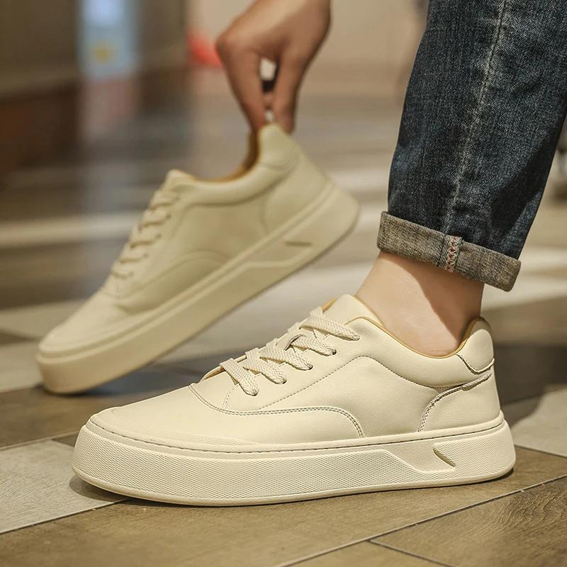 New Mens Casual White Shoes Designer Leather Business Shoes Italian High Quality Comfy Casual Shoes for Men Sneakers Mocassins