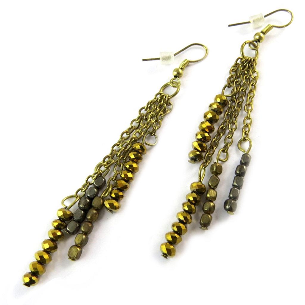 Les Trésors De Lily [P0119] - Designer Earrings 'Kilimanjaro' Gold Gray