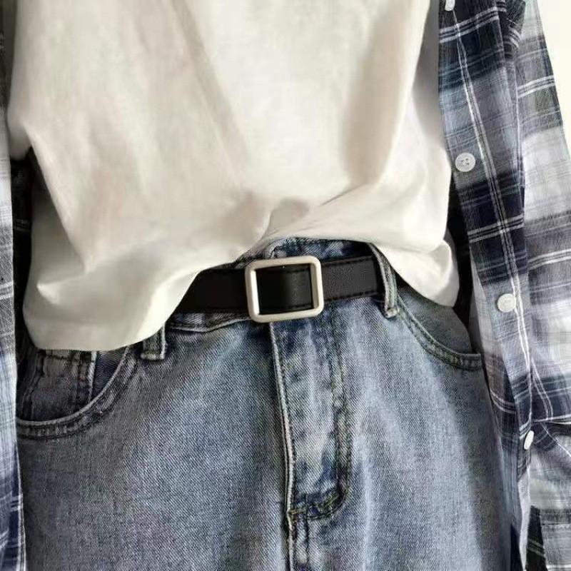 

Trendy Korean Style Unisex Casual Fashionable Pu Belt For Students In Classic Colors Black No Hole