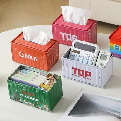 1pc Industrial Style Container Iron Tissue Box Storage Box, Creative Container Tissue Box for Home Living Room Simple Decoration, Holiday Gift