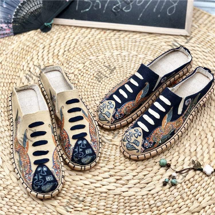 

Мужские ретро ханьфу вышитые хлопково-льняные туфли с подошвой «тысяча слоев» 39