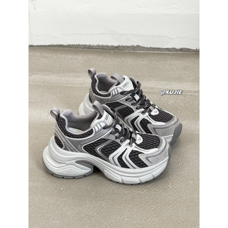 Small Thick-soled Leather Dad Shoes for Women's Summer New Casual Fashion Versatile Height Increase Sports Breathability