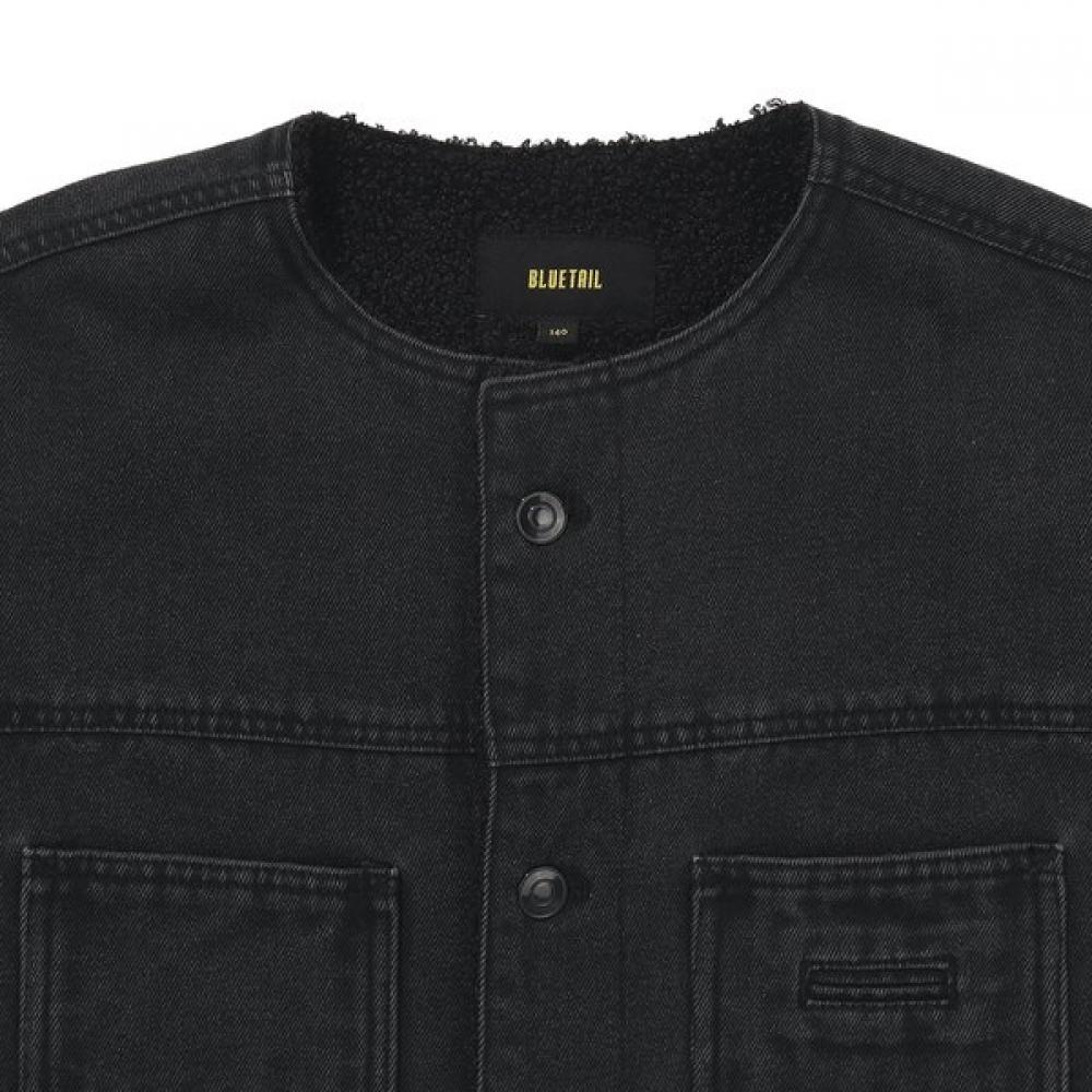 Bluetail Denim Jacket With Fur Lining Black Azh2jk01bk