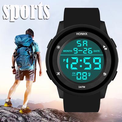 Fashion Waterproof Men's Boy LCD Digital Stopwatch Date Rubber Sport Wrist Watch