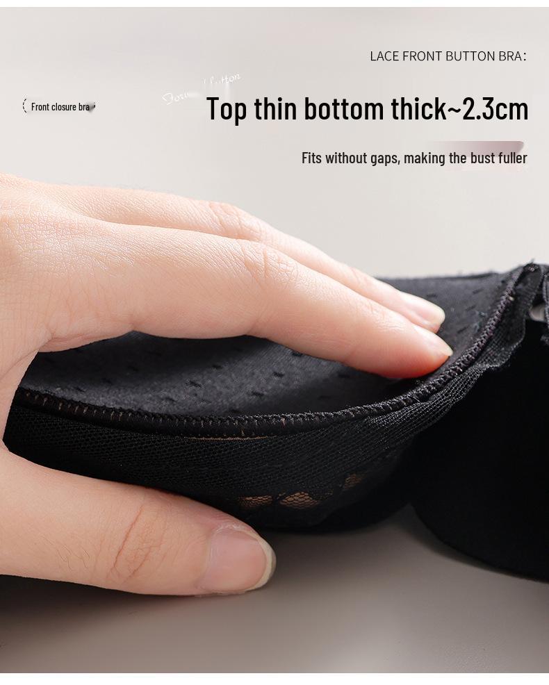 Front Buckle Lace Push-Up Bra - Wirefree & Anti-Sagging for Small Chests