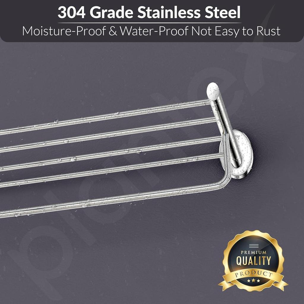 Stainless Steel Towel Holder In Bathroom/Cloth Hanger for Bathroom/Towel Rack/Bathroom Accessories - Oreva (Chrome)