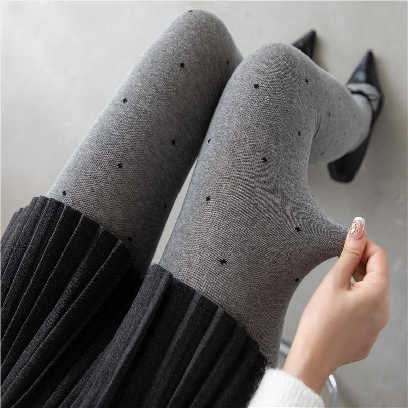 Retro Pantyhose Women'S Winter Dot Jacquard Bottom Socks Thick And Warm Outer Leggings Pantyhose Women