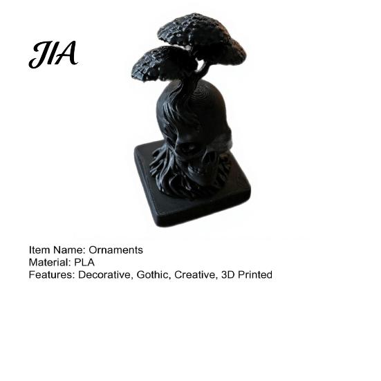 Halloween Spooky Table Centerpiece 3D Printed Tree of Life Skull Figurine, Gothic Desktop Ornament for Modern Minimalist Shelf Accent Home Office
