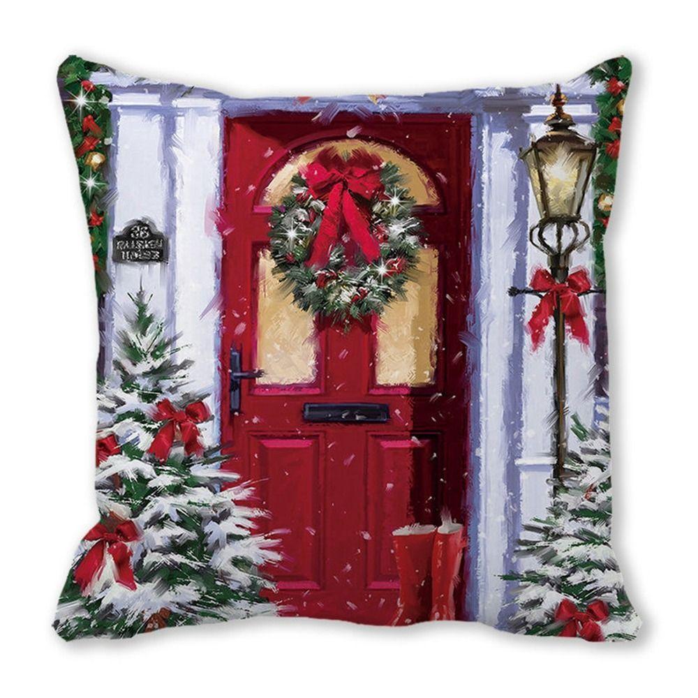 Fashion Peach skin velvet Christmas PillowCase Square Navidad Xmas Cushion Cover Santa Claus Sofa Pillow Cover Christmas