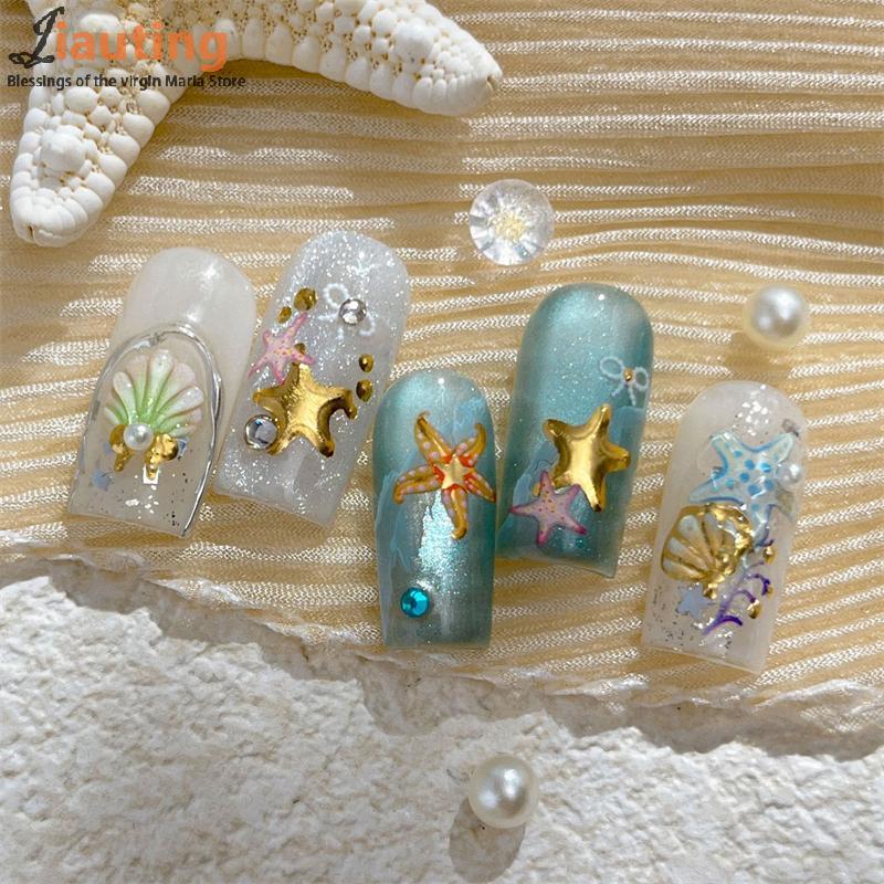 Summer 3D Beach Ocean Nail Art Stickers Shell Starfish Sticker Clams Conch Coral Sea Nail Decoration Manicure Salon Decals DIY